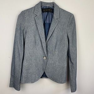 ZARA Tweed Blue Heather One Button Blazer Jacket